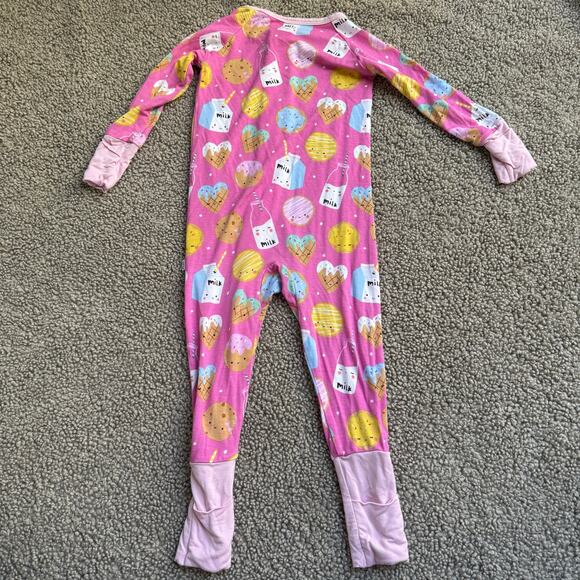 Little Sleepies Cookie and Milk Pink Zippered Footie Size 6-12 months - Picture 5 of 5